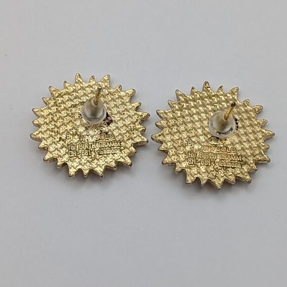 Vintage Rhygold Birth Gramm Celestial Whimsigoth Sun Swiss Earring Studs - Picture 4 of 5